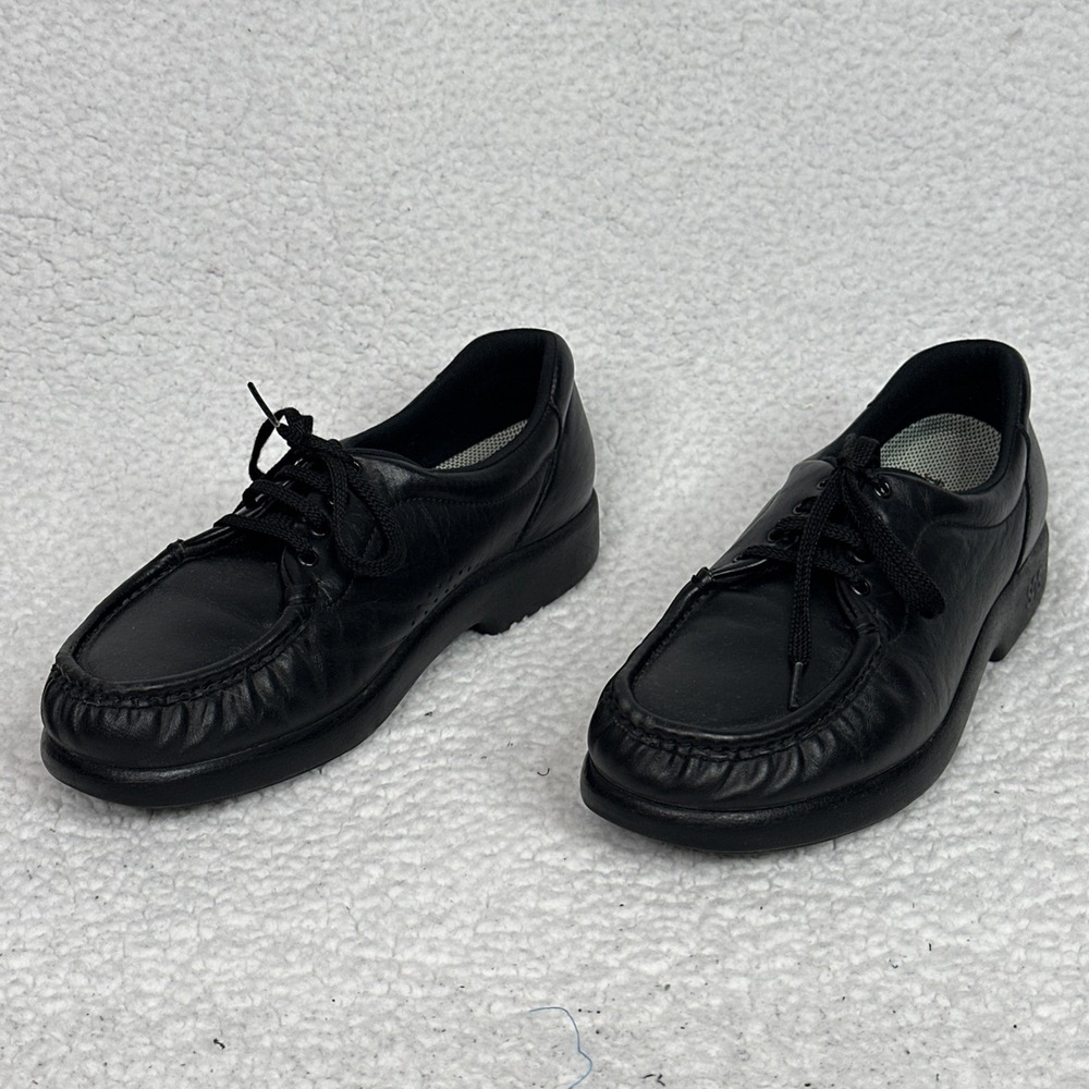 SAS Tripad Comfort Shoes Womens 9.5 N Black Leather Lace Upβ Loafers Soft Step